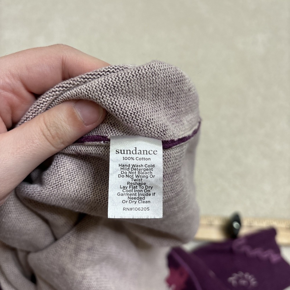 Sundance Catalog Glissade Plum Purple Boho Cotton V-Neck Sweater Size Small - Picture 7 of 8